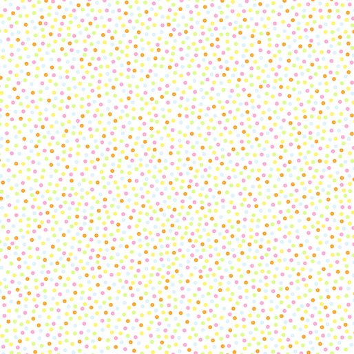 Benartex Hippity Hoppity Fabric Multi Spot White