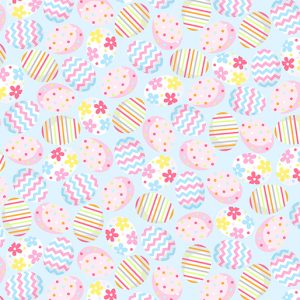 Benartex Hippity Hoppity Fabric Easter Eggs on Blue