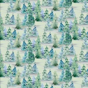 3 Wishes Fabrics Forest Friends Blue Trees