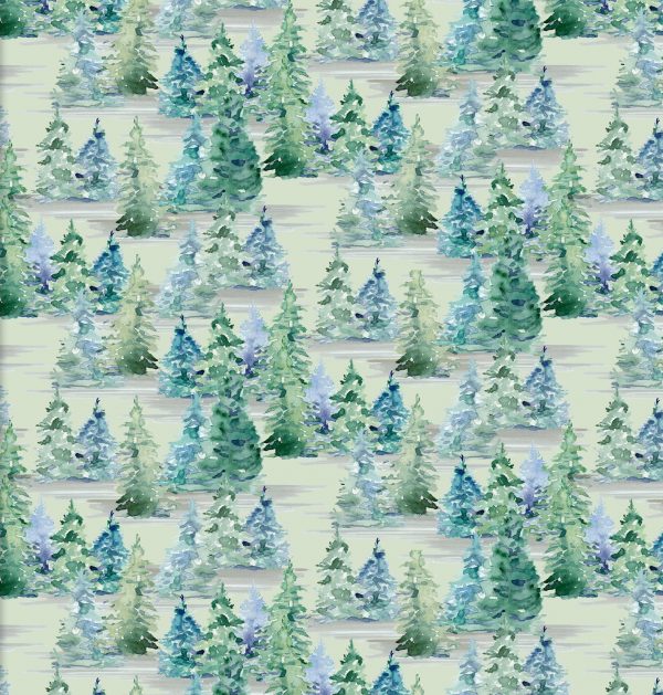 3 Wishes Fabrics Forest Friends Blue Trees