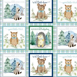 3 Wishes Fabrics Forest Friends Blue Plaid Patch