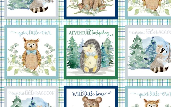 3 Wishes Forest Friends Blue Plaid Patch