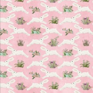 3 Wishes Fabrics Touch of Spring Bunnies on Pink