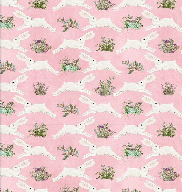 3 Wishes Fabrics Touch of Spring Bunnies on Pink