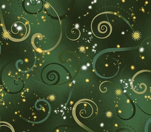 Benartex Dragonfly Dance Swirling Sky Evergreen