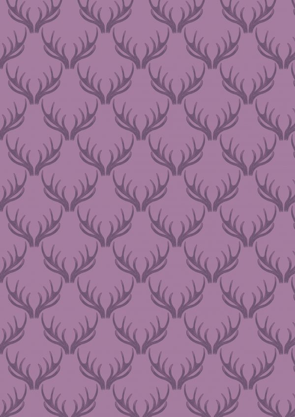 Lewis & Irene Fabrics Loch Lewis Antlers on Purple