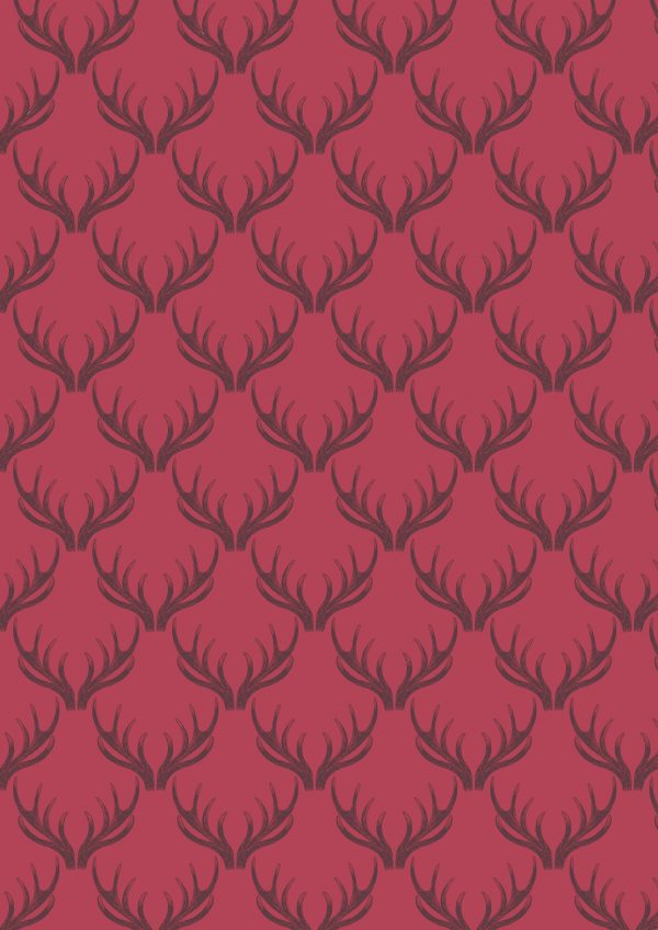 Lewis & Irene Fabrics Loch Lewis Antlers on Red