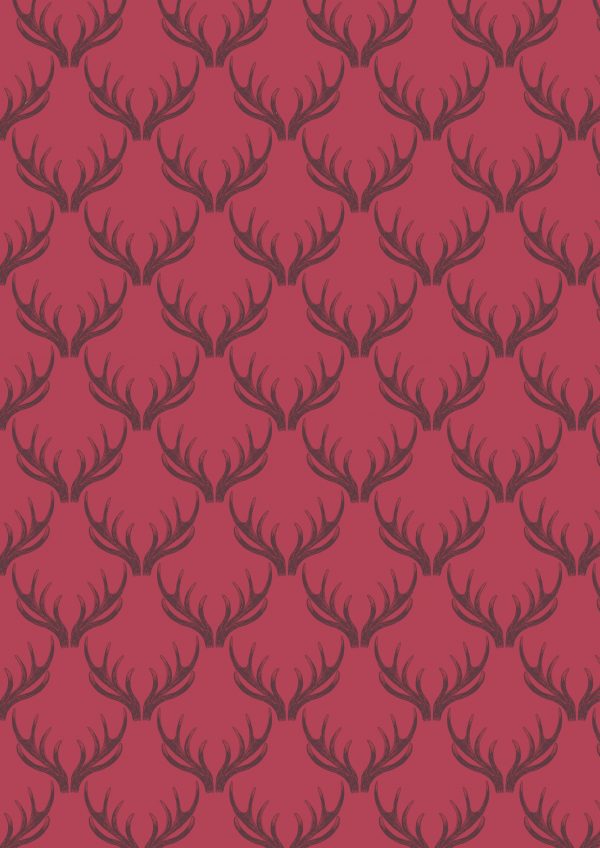 Lewis & Irene Fabrics Loch Lewis Antlers on Red