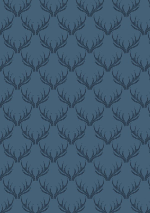 Lewis & Irene Fabrics Loch Lewis Antlers on Blue