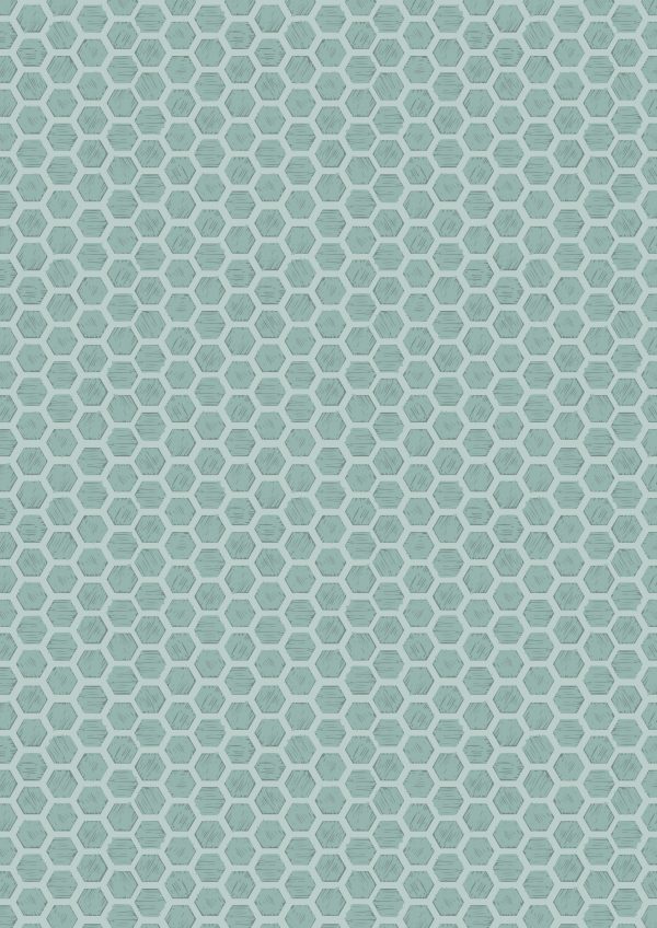 Lewis & Irene Fabrics Queen Bee Duck Egg Honeycomb A501.1