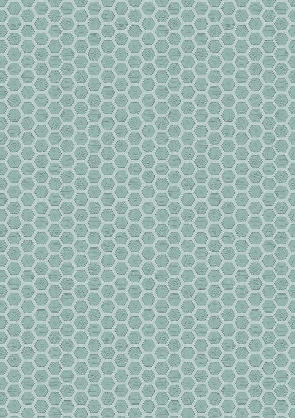 Lewis & Irene Fabrics Queen Bee Duck Egg Honeycomb A501.1