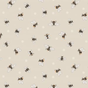 Lewis & Irene Fabrics Queen Bee Bees on Dark Cream A503.1