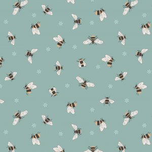 Lewis & Irene Fabrics Queen Bees Duck Egg A503.3