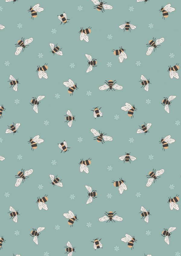 Lewis & Irene Fabrics Queen Bees Duck Egg A503.3