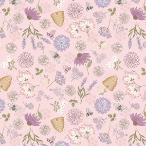 Lewis & Irene Fabrics Queen Bee Pink Floral A504.1