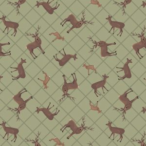Lewis & Irene Fabrics Loch Lewis Deer on Sage Green
