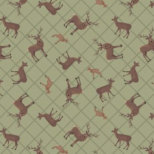 Lewis & Irene Fabrics Loch Lewis Deer on Sage Green