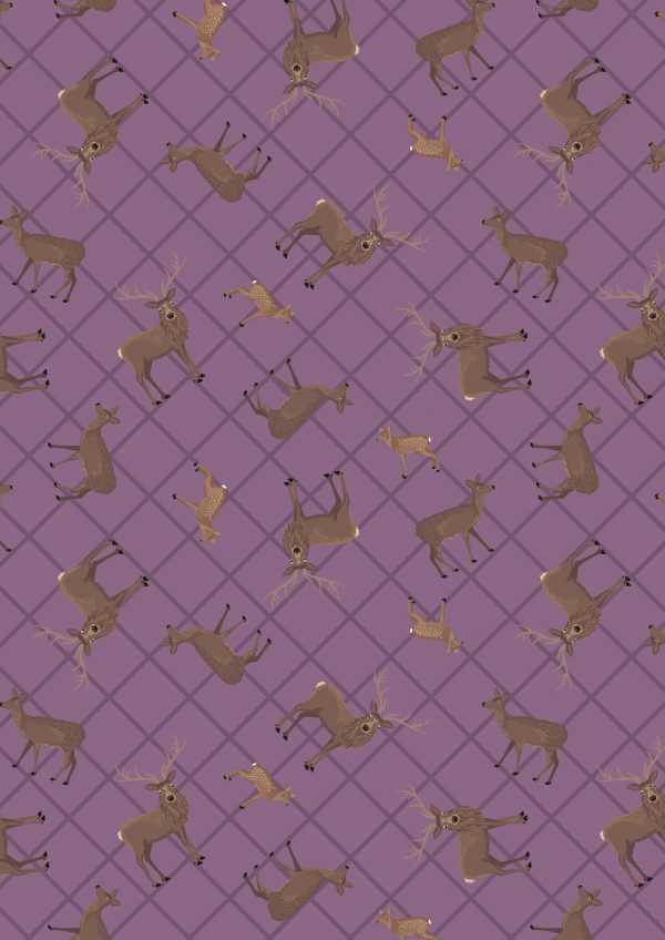 Lewis & Irene Fabrics Loch Lewis Deer on Purple