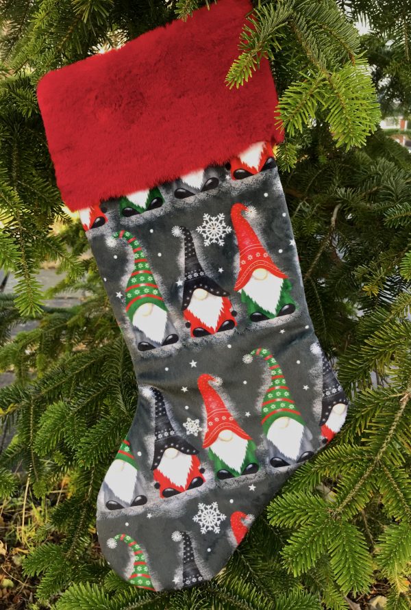 Gnomes Christmas Stocking Kit Red Fur Top