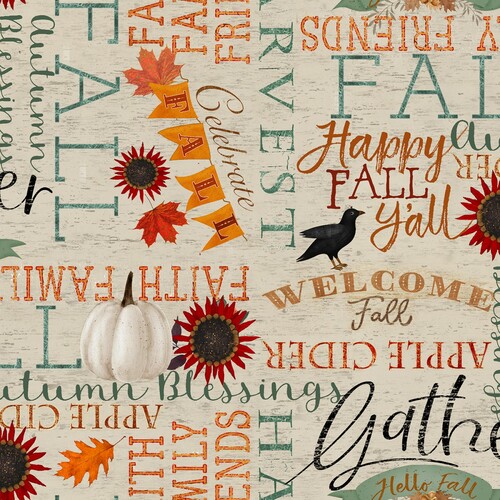 3 Wishes Fabric Happy Fall Word Print