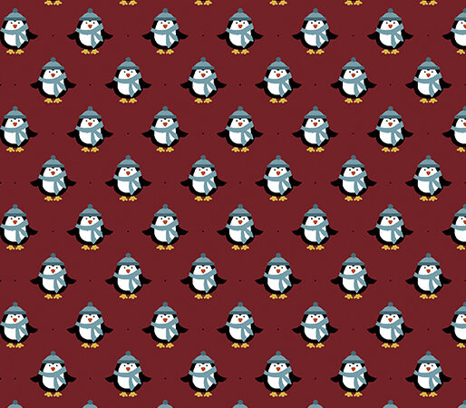 Benartex Jolly Mini Penguins Red