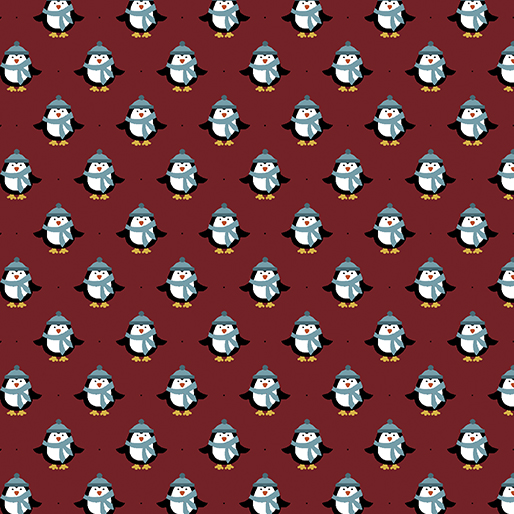 Benartex Fabrics Jolly Penguin Mini Penguins on Red
