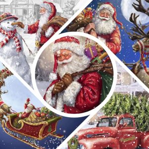  Riley Blake Designs Riley Blake Old Fashioned Christmas Santa  Fabric, Red : Arts, Crafts & Sewing