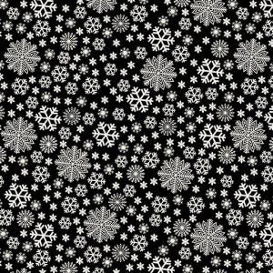 Benartex Fabrics Jolly Penguin Snowflakes on Black