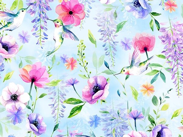 Hoffman Fabrics Hummingbird Sky