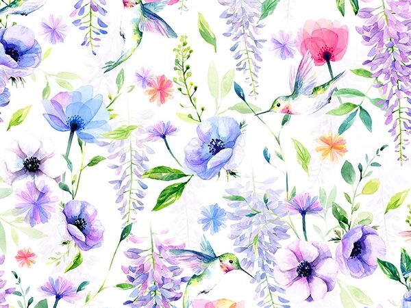 Hoffman Fabrics Floral Hummingbird