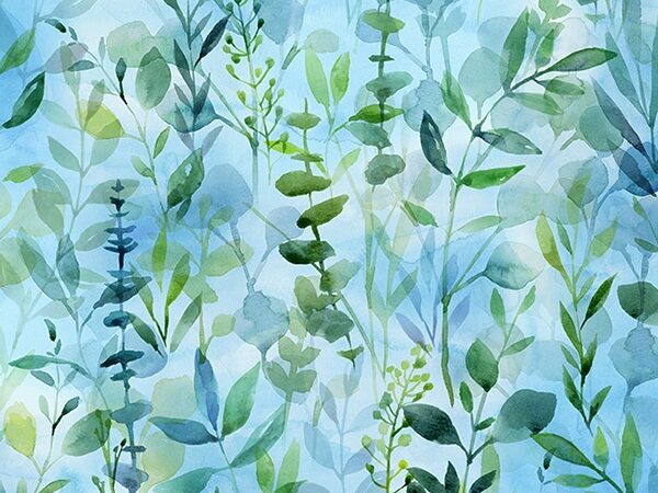Hoffman Fabrics Blue Wisteria Leaves
