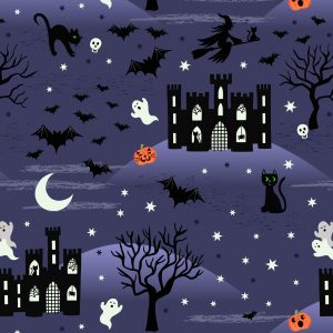 Lewis & Irene Fabrics Castle Spooky Purple Night