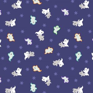 Lewis & Irene Fabrics Castle Spooky Ghosts on Purple