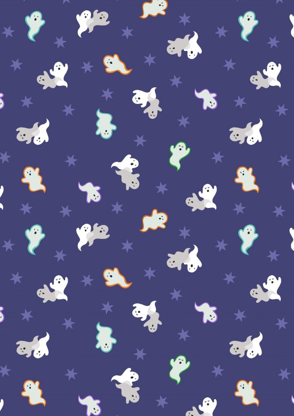 Lewis & Irene Fabrics Castle Spooky Ghosts on Purple