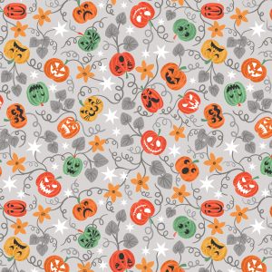Lewis & Irene Fabrics Castle Spooky Pumpkins on Grey