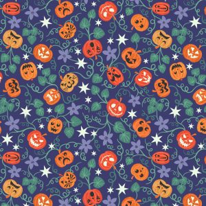 Lewis & Irene Fabrics Castle Spooky Pumpkins Purple