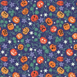 Lewis & Irene Fabrics Castle Spooky Pumpkins Purple