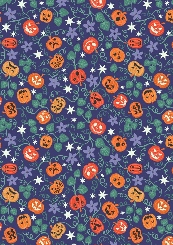 Lewis & Irene Fabrics Castle Spooky Pumpkins Purple