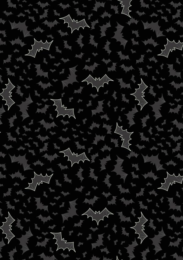 Lewis & Irene Fabrics Castle Spooky Bats on Black