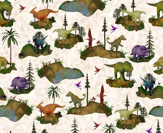 Hoffman Fabrics Dino-Mite Cream