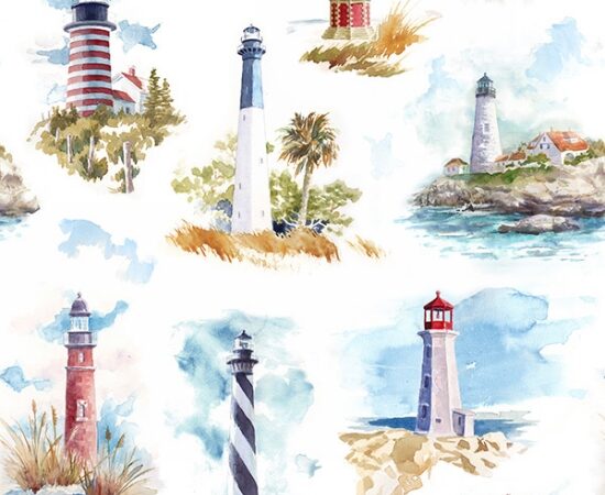Hoffman Fabrics Shoreline Lighthouse
