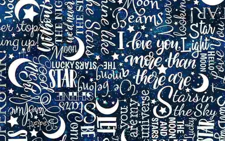 Timeless Treasures Love You To The Moon Text White