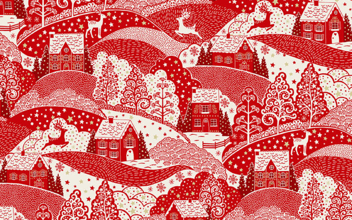 Makower Scandi Christmas Scenic Red