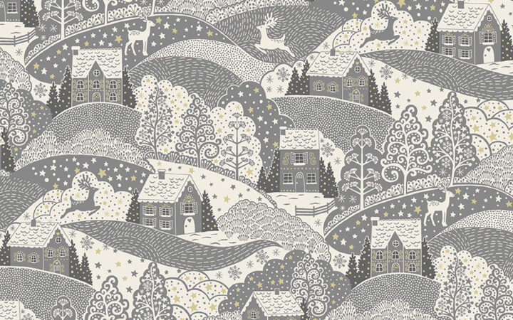 Makower Scandi Christmas Scenic Grey