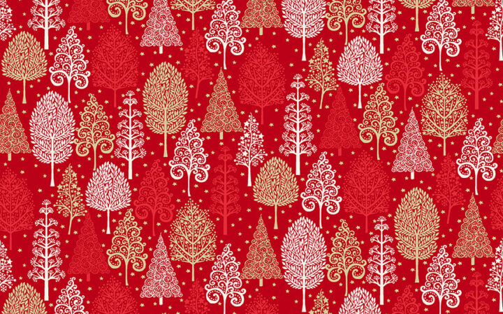 Makower Scandi Christmas Trees Red