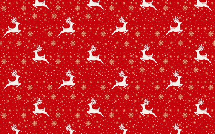 Makower Scandi Christmas Reindeer Red