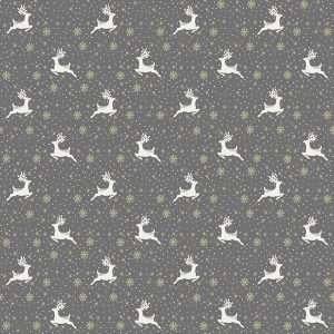 Makower Fabrics Scandi Christmas Reindeer on Grey