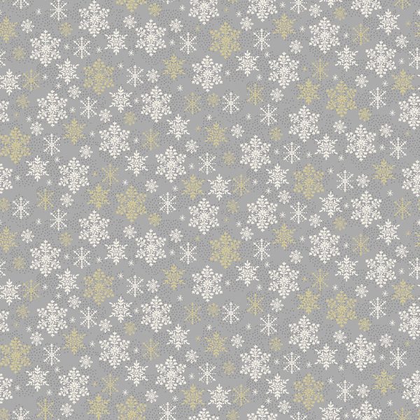 Makower Fabrics Scandi Christmas Snowflakes on Grey