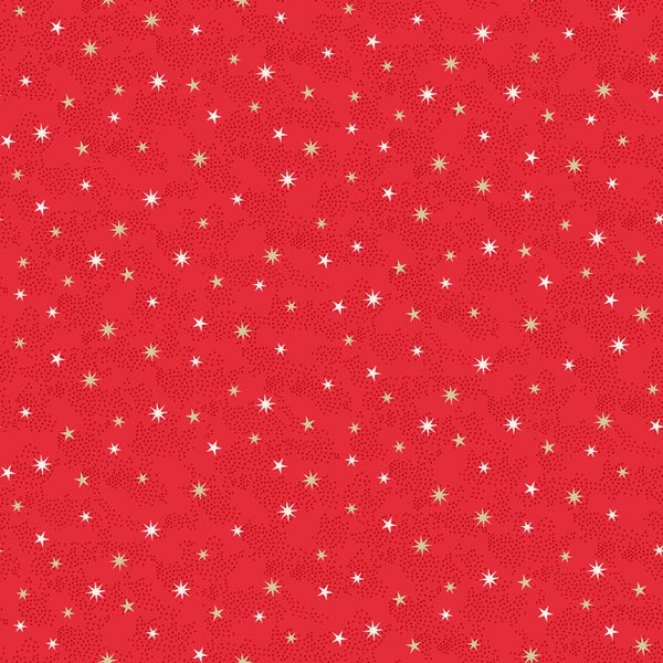 Makower Fabrics Scandi Christmas Stars on Red