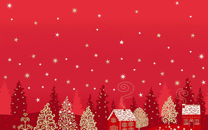 Makower Scandi Christmas House Border Red
